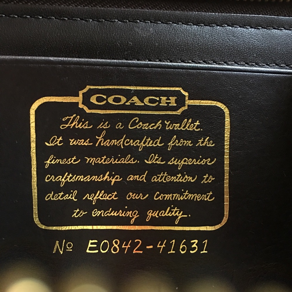 Coach Wallet Monogram Fabric Leather Jacquard Brown Zip Button Women's 12 Slots - Picture 8 of 12